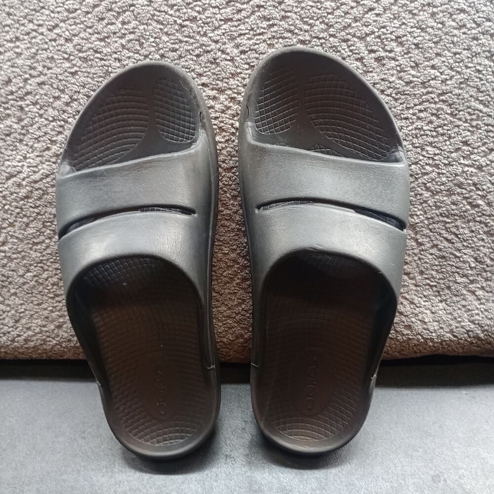 OOFOS OOahh Recovery Slides Black Unisex Sandals Size M6 W8 Orthopedic